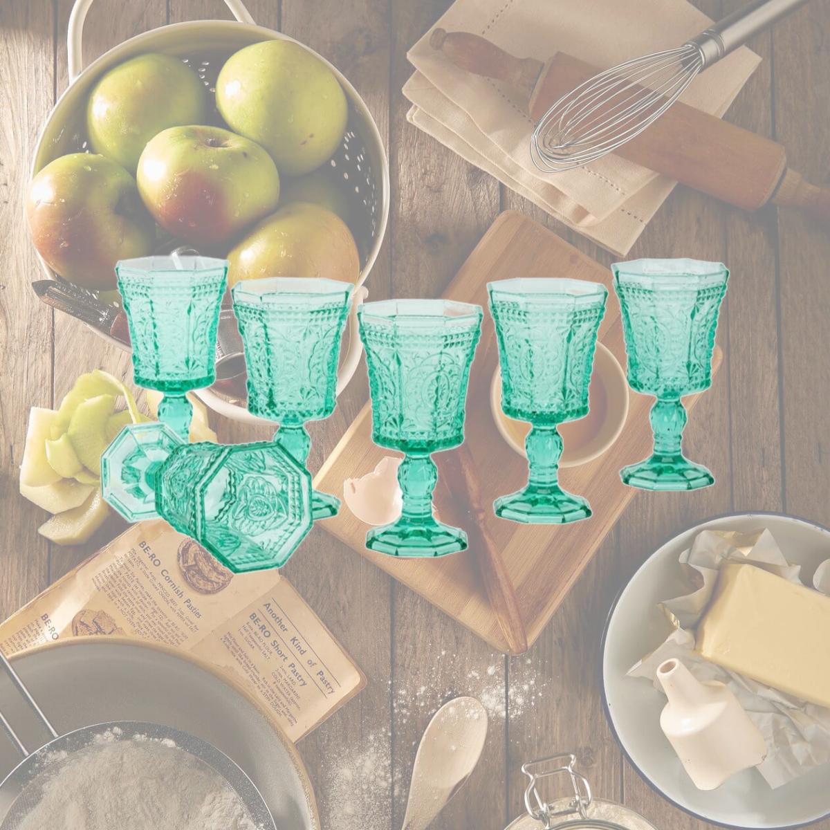 Picture of 10 Strawberry Street VAT6-RW-TURQ 8 oz Vatican Red Wine Glass, Turquoise - Set of 6