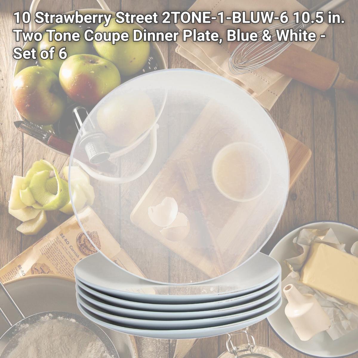 Picture of 10 Strawberry Street 2TONE-1-BLUW-6 10.5 in. Two Tone Coupe Dinner Plate, Blue & White - Set of 6