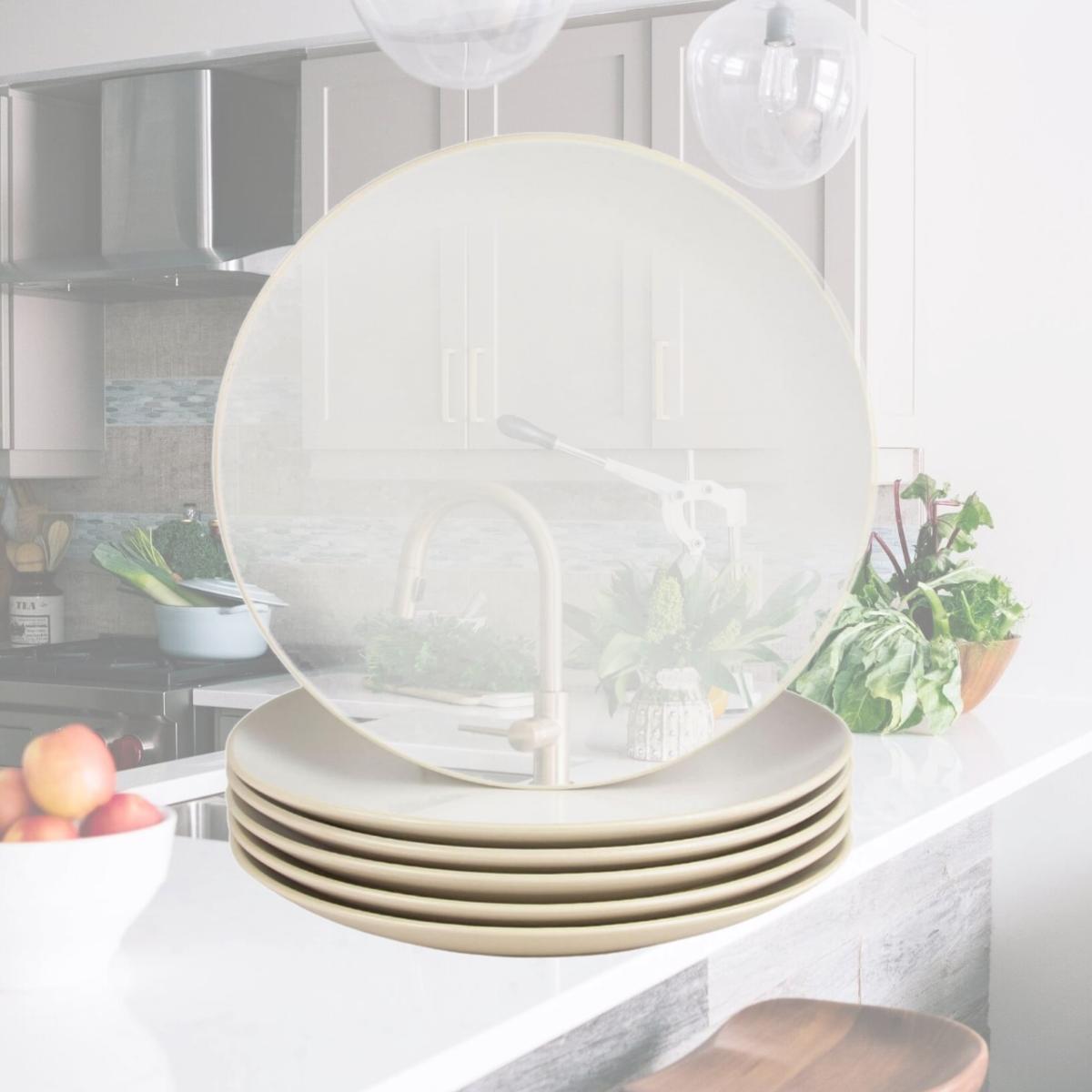 Picture of 10 Strawberry Street 2TONE-4-GRYW-6 8 in. Two Tone Coupe Salad Plate, Tan & White - Set of 6