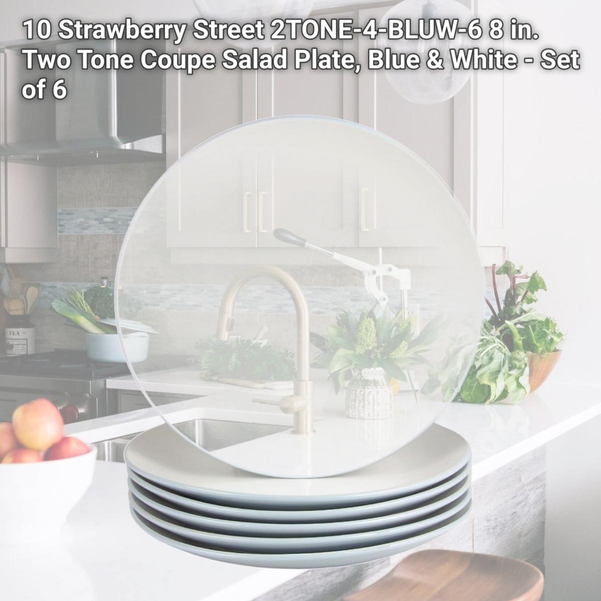 Picture of 10 Strawberry Street 2TONE-4-BLUW-6 8 in. Two Tone Coupe Salad Plate, Blue & White - Set of 6