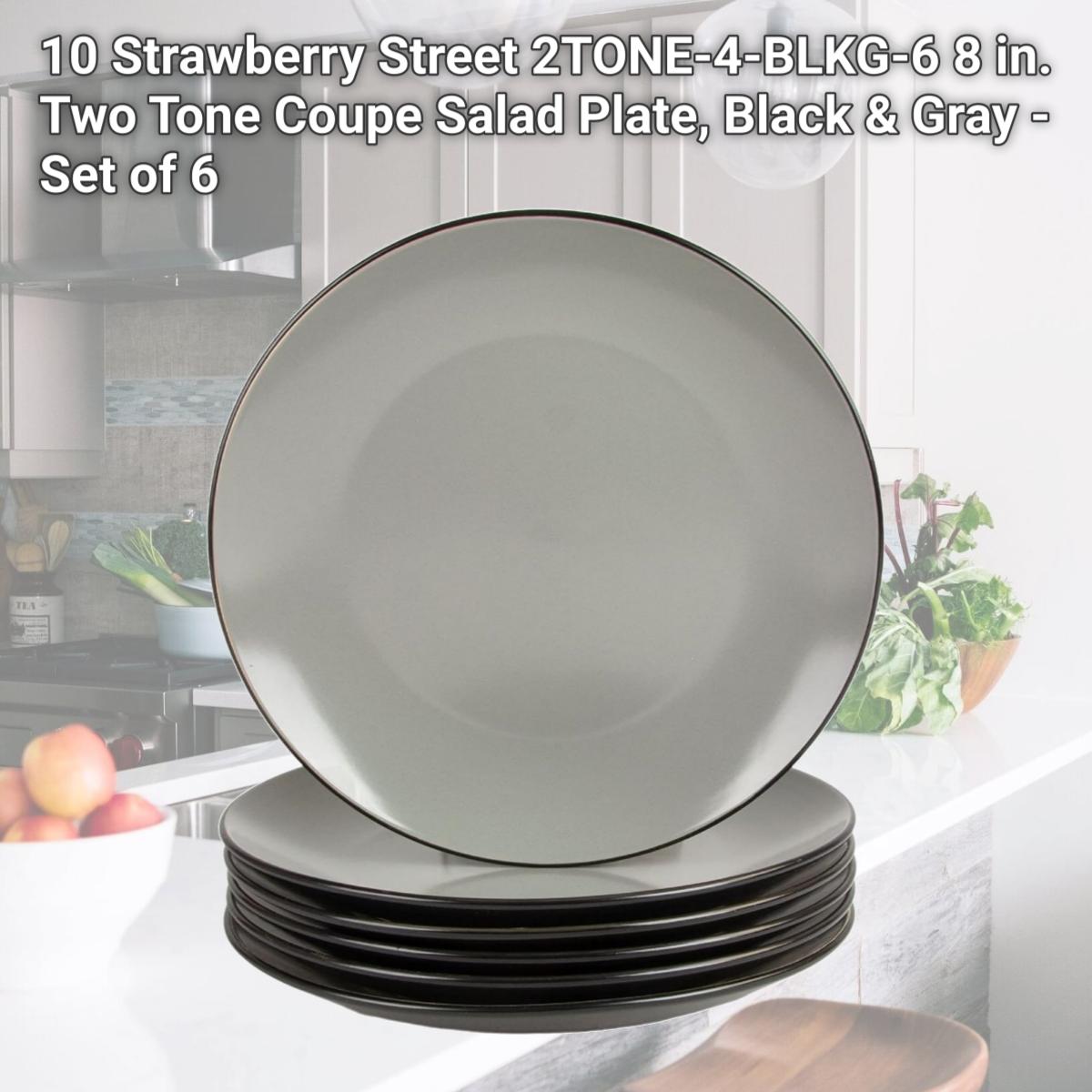 Picture of 10 Strawberry Street 2TONE-4-BLKG-6 8 in. Two Tone Coupe Salad Plate, Black & Gray - Set of 6