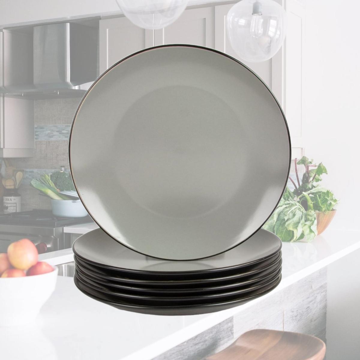 Picture of 10 Strawberry Street 2TONE-4-BLKG-6 8 in. Two Tone Coupe Salad Plate, Black & Gray - Set of 6
