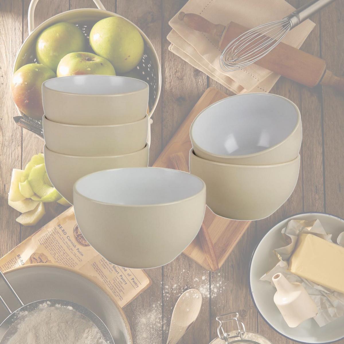 Picture of 10 Strawberry Street 2TONE-7-GRYW-6 5.5 in. & 24 oz Two Tone Coupe Cereal Bowl, Tan & White - Set of 6