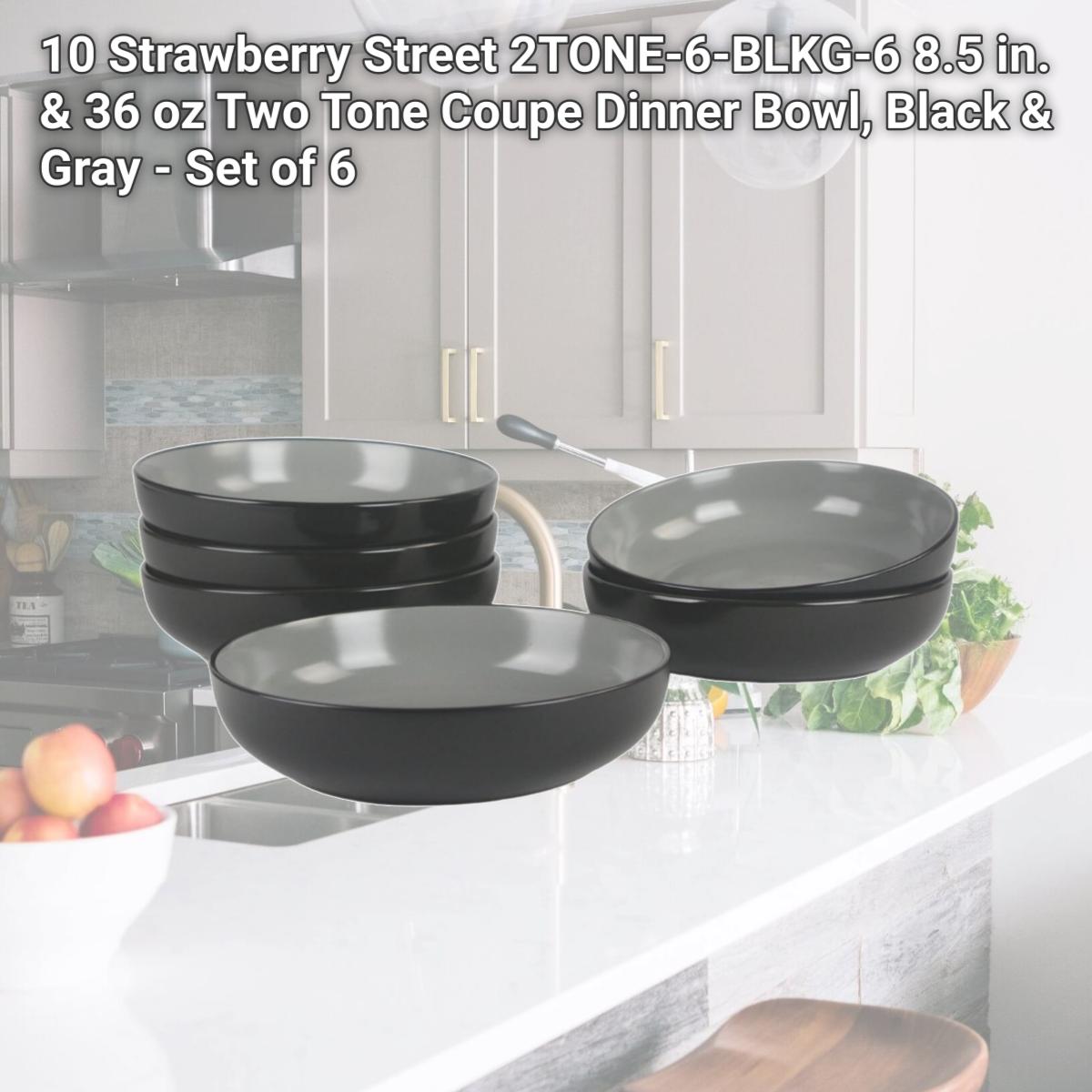 Picture of 10 Strawberry Street 2TONE-6-BLKG-6 8.5 in. & 36 oz Two Tone Coupe Dinner Bowl, Black & Gray - Set of 6