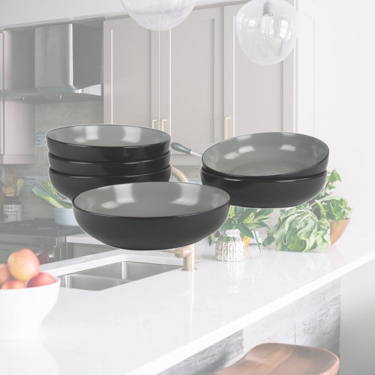 Picture of 10 Strawberry Street 2TONE-6-BLKG-6 8.5 in. & 36 oz Two Tone Coupe Dinner Bowl, Black & Gray - Set of 6