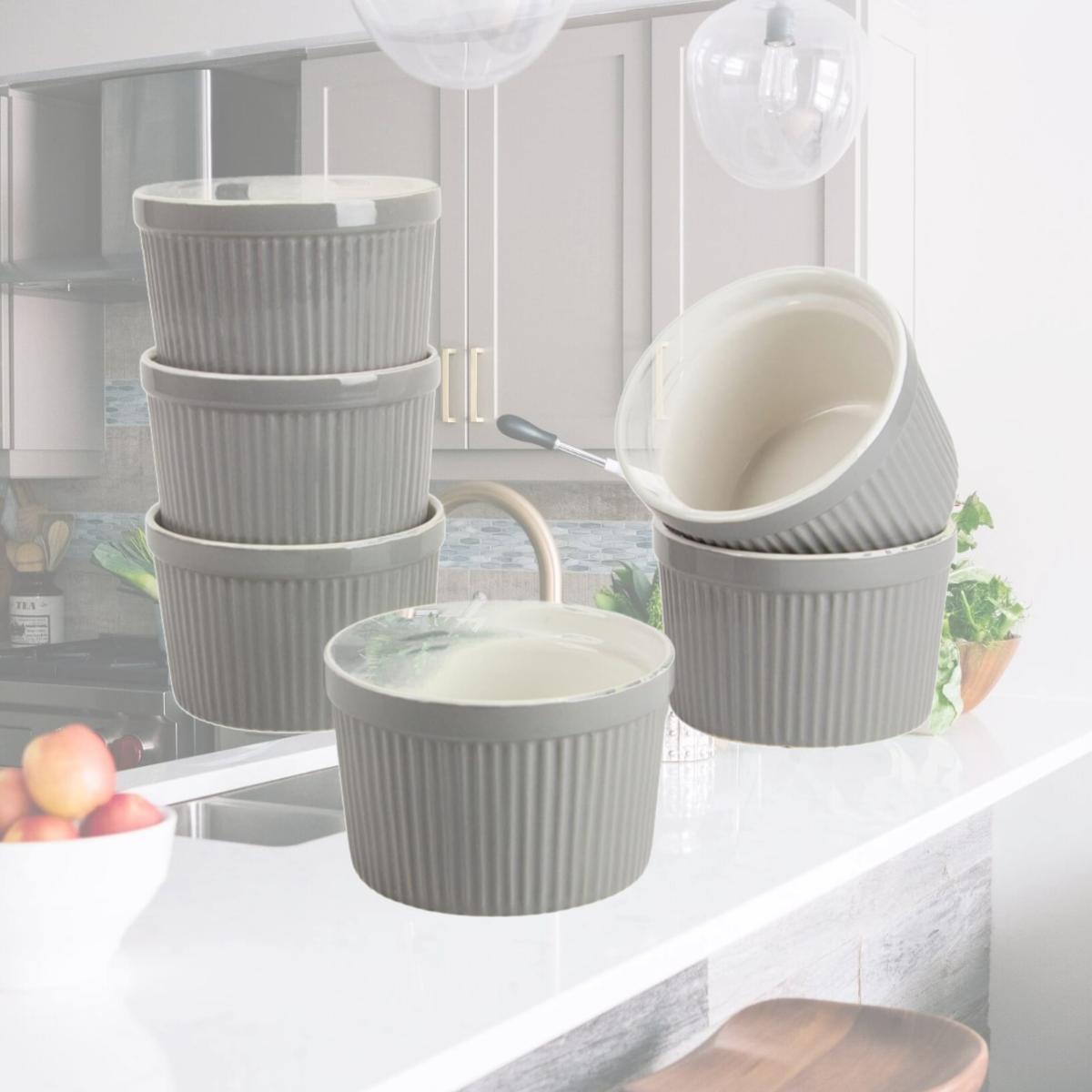Picture of 10 Strawberry Street ROMA-45-6RAM-CG 10 oz Roma Ramekin Bakeware Set, Gray - Set of 6