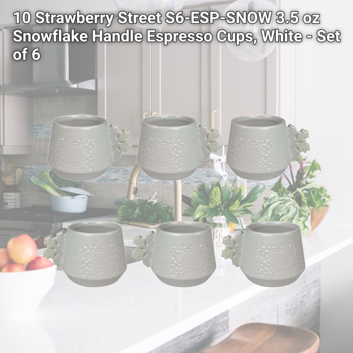 Picture of 10 Strawberry Street S6-ESP-SNOW 3.5 oz Snowflake Handle Espresso Cups, White - Set of 6