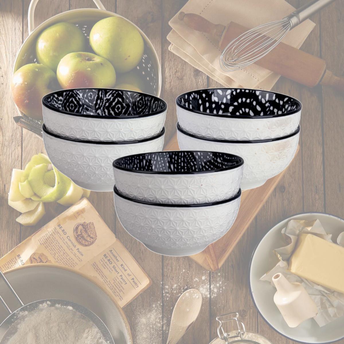 Picture of 10 Strawberry Street SML-EPPBWL-BLU-6 4.75 in. Embossed Shibori Pad Print Dessert Bowls, Blue & White - Set of 6