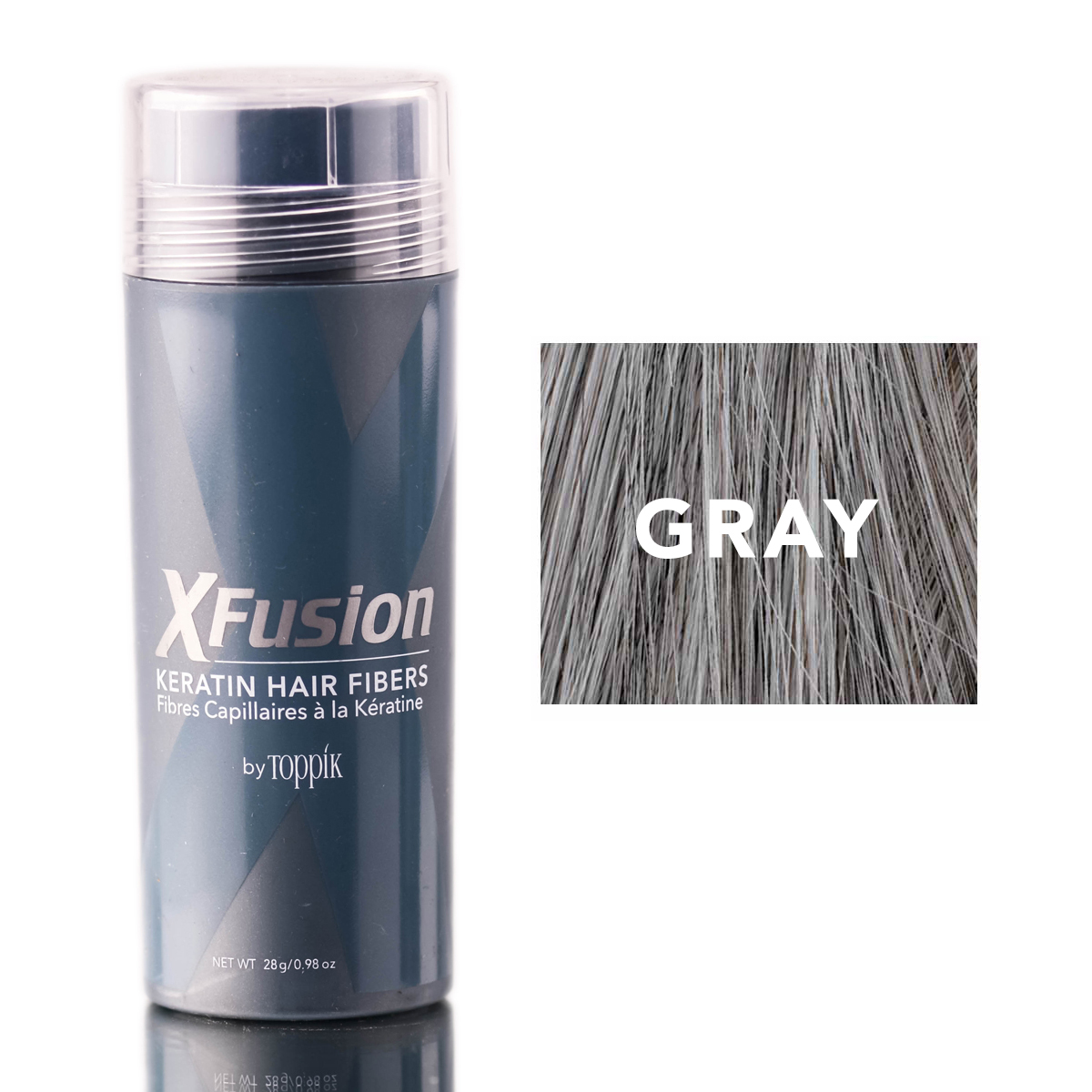 X-fusion 217842 0.98 Oz Keratin Hair Fibers, Gray
