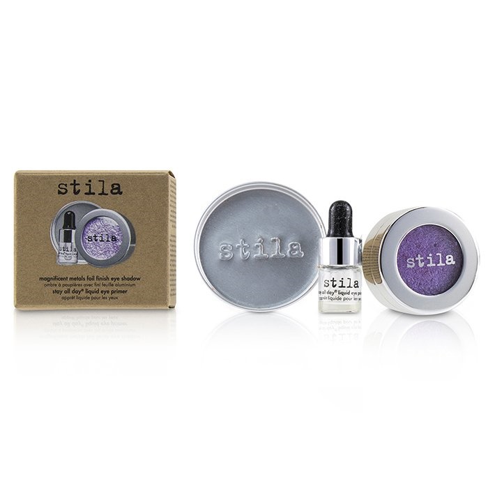 228320 2 Piece Magnificent Metals Foil Finish Eye Shadow With Mini Stay All Day Liquid Eye Primer - Metallic Violet