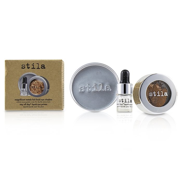 228325 2 Piece Magnificent Metals Foil Finish Eye Shadow With Mini Stay All Day Liquid Eye Primer - Comex Copper