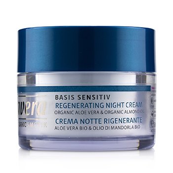 Lavera 239278 1.6 Oz Basis Sensitiv Regenerating Night Cream - Organic Aloe Vera & Almond Oil