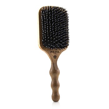 240092 Paddle Hair Brush For Polished Mahogany Laser Printed Handle Boar Plus Crystal Nylon Bristles