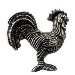 11011 2.25 In. Rooster Knob - Left Cabinet & Right Facing, Antique Silver