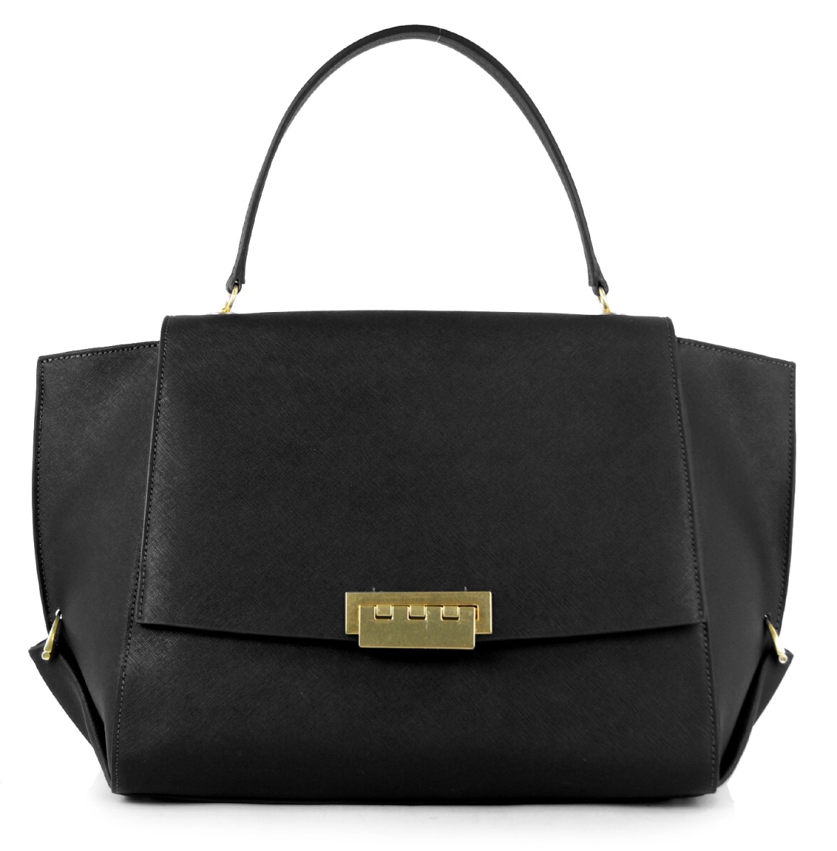 Zp727 001 Eartha Flap Handbag, Black