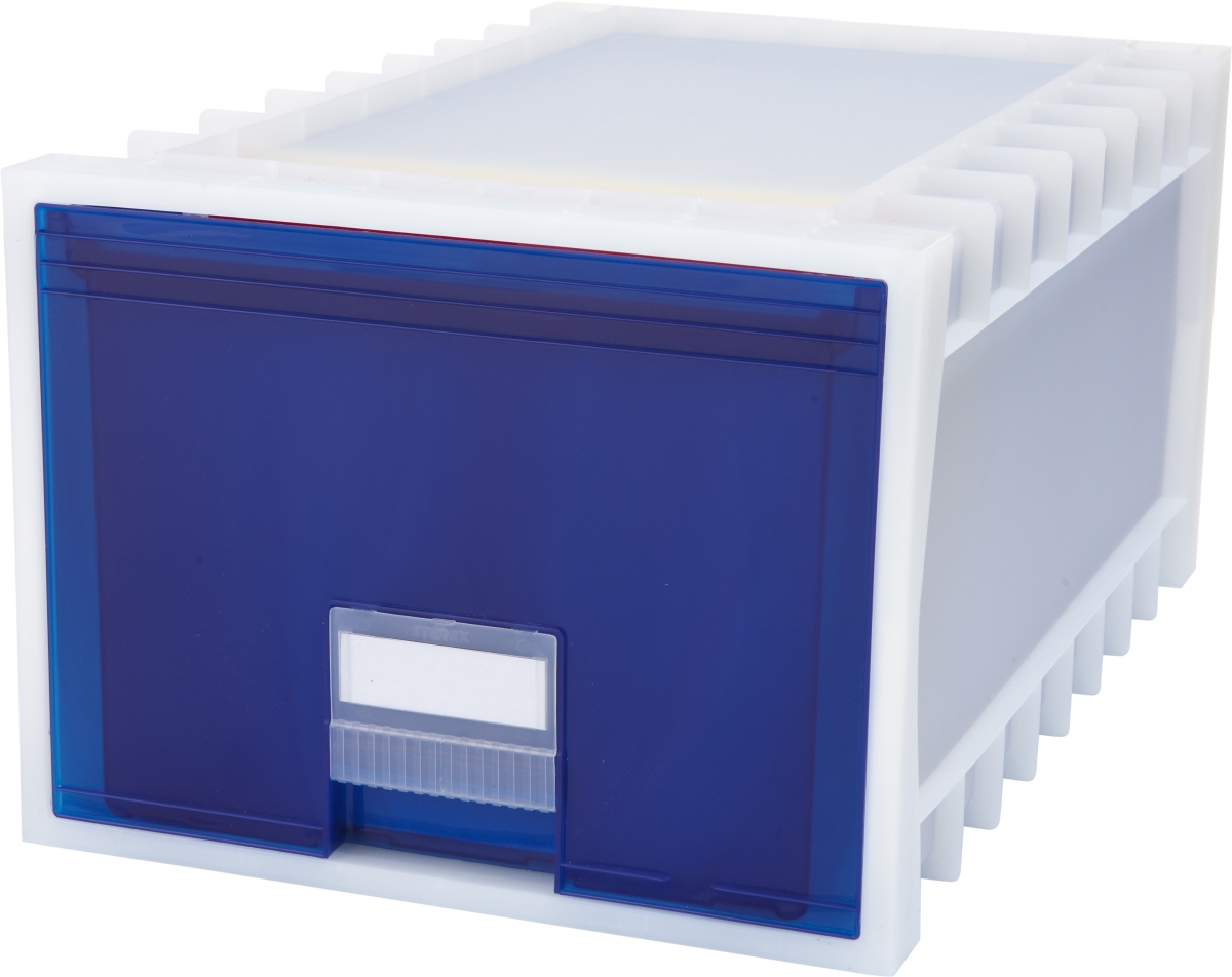 61104u01c Plastic Archive Storage Box With Letter & Legal Size & 24 In. Drawer, White & Blue