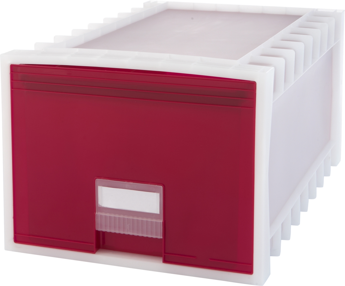 61105u01c Plastic Archive Storage Box With Letter & Legal Size & 24 In. Drawer, White & Red