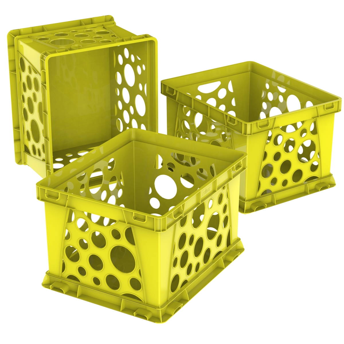 61492u03c School Mini Crate, Yellow - Pack Of 3