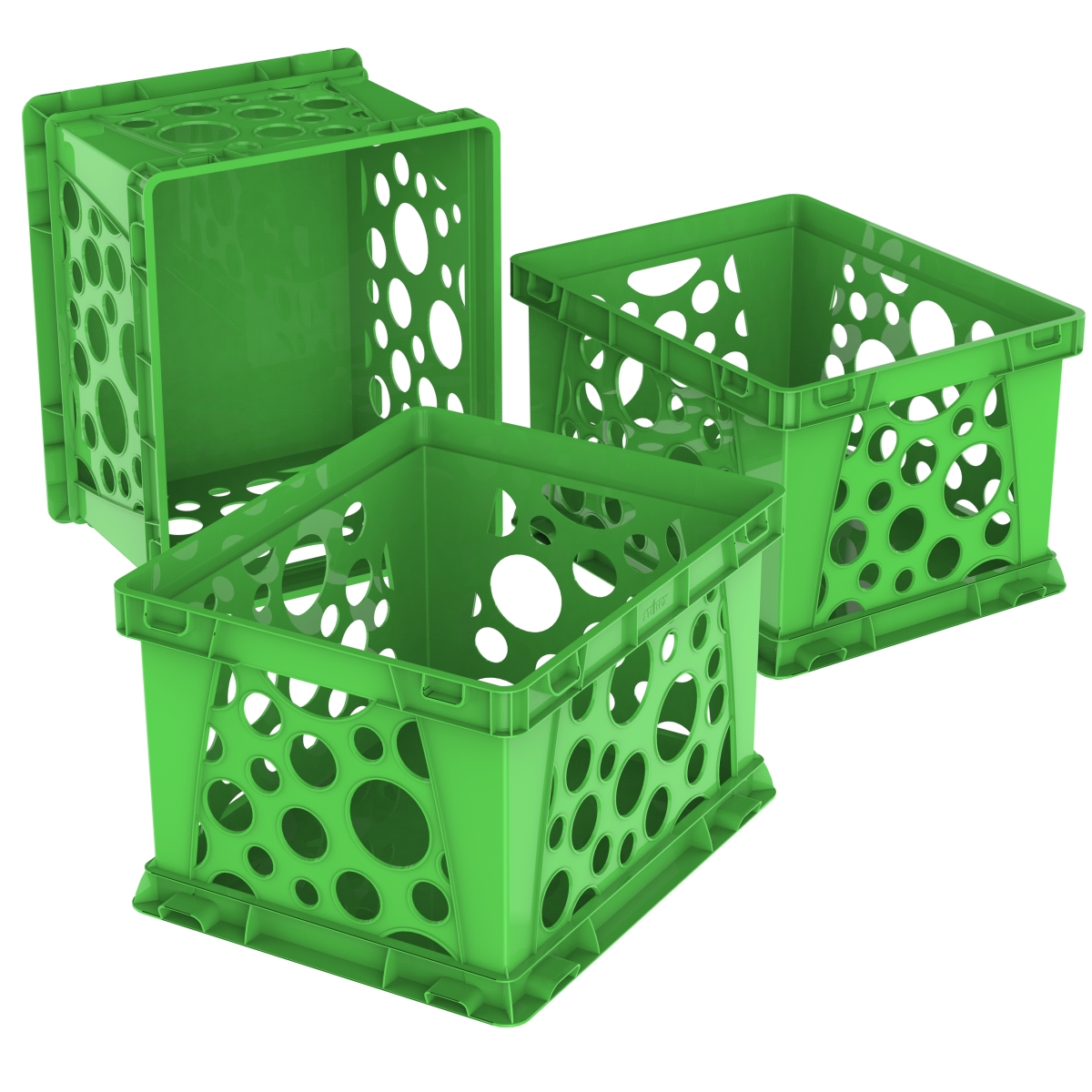 61493u03c School Mini Crate, Green - Pack Of 3