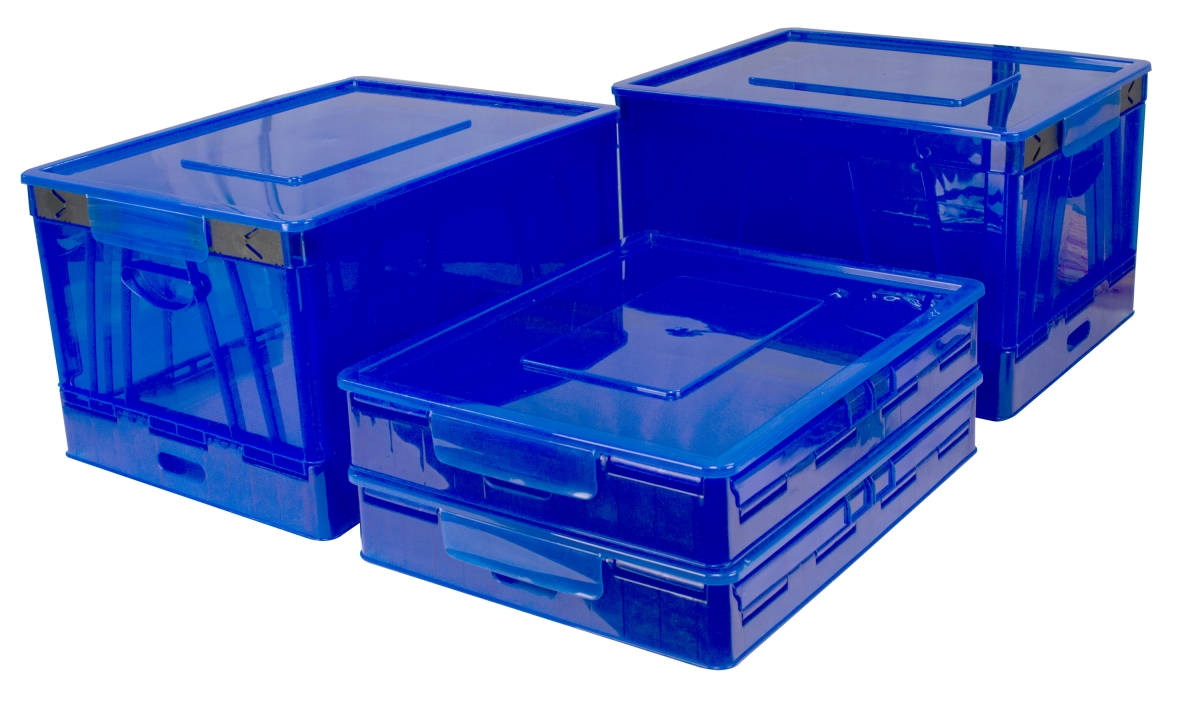 61801u04c Folding Storage Cube With Lid, Blue - Pack Of 4