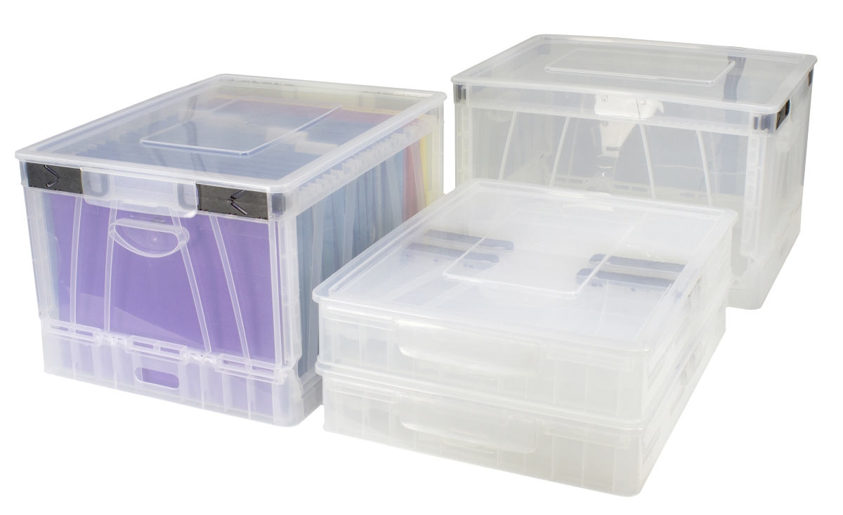 Folding Storage Cube With Lid, Clear - Pack Of 4