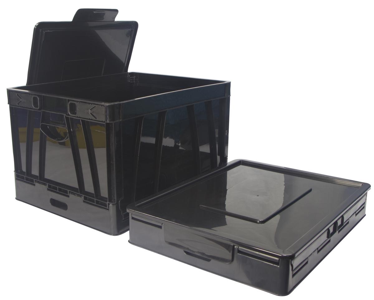 61809u02c Folding Storage Cube With Lid, Black - Pack Of 2