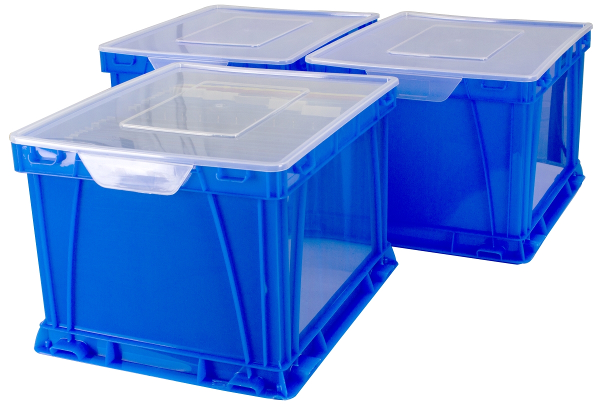 62003u03c Storage & Filing Cube, Blue & Clear - Pack Of 3