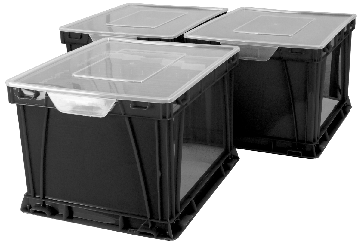 62005u03c Storage & Filing Cube, Black & Clear - Pack Of 3