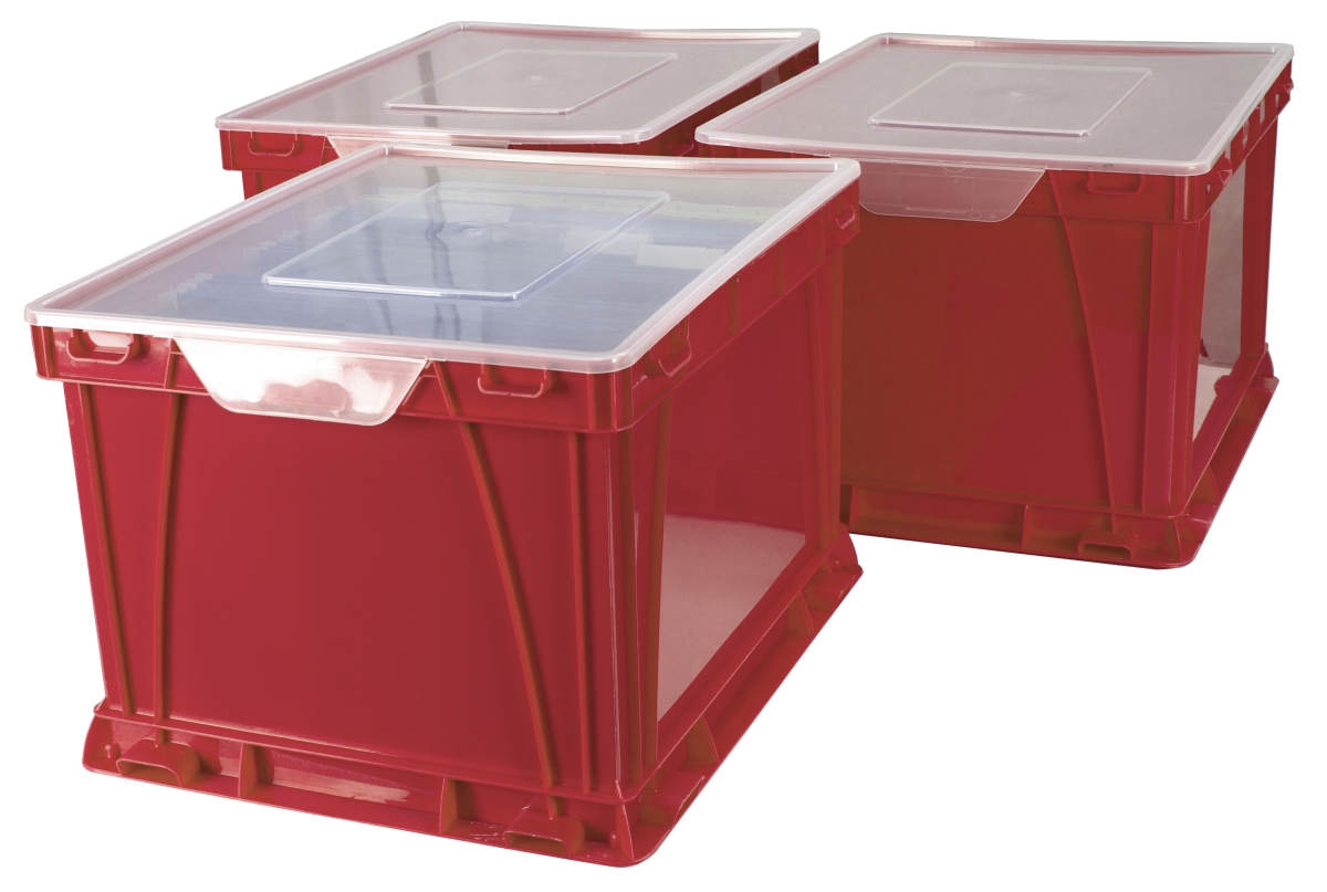 62008u03c School Storage & Filing Cube, Red & Clear - Pack Of 3