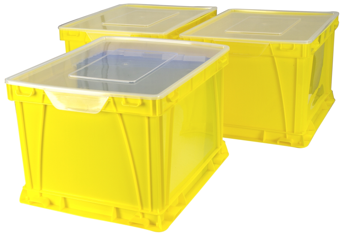 62009u03c School Storage & Filing Cube, Yellow & Clear - Pack Of 3