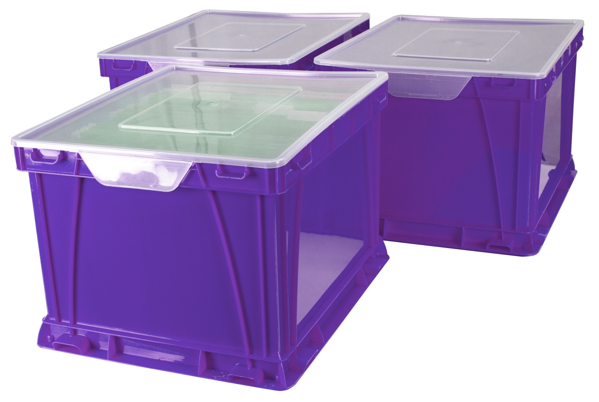 62011u03c School Storage & Filing Cube, Purple & Clear - Pack Of 3