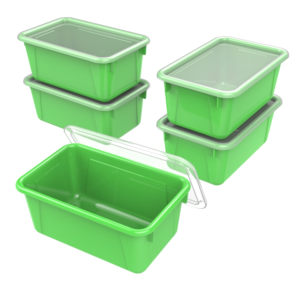 Classroom Small Cubby Bin With Cover, Green - Pack Of 5