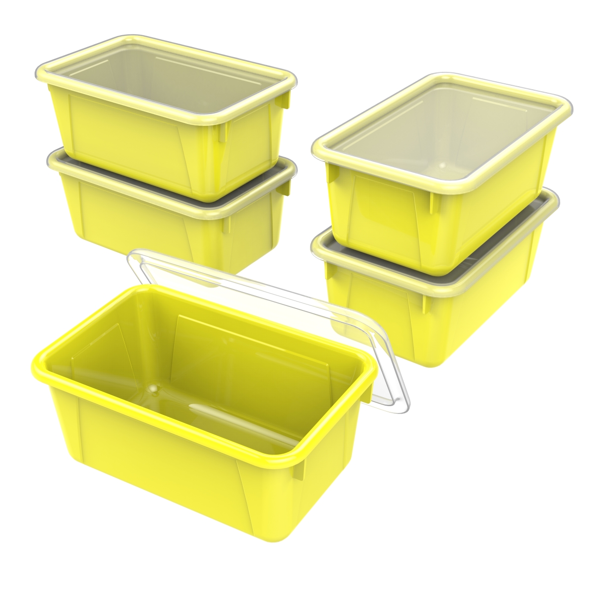 Classroom Small Cubby Bin With Cover, Yellow - Pack Of 5