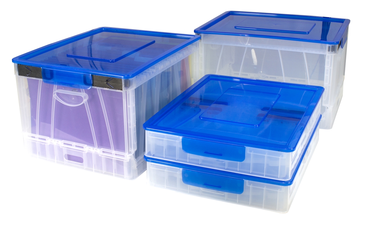 61819b04c Folding Storage Cube With Lid, Clear & Blue - Pack Of 4