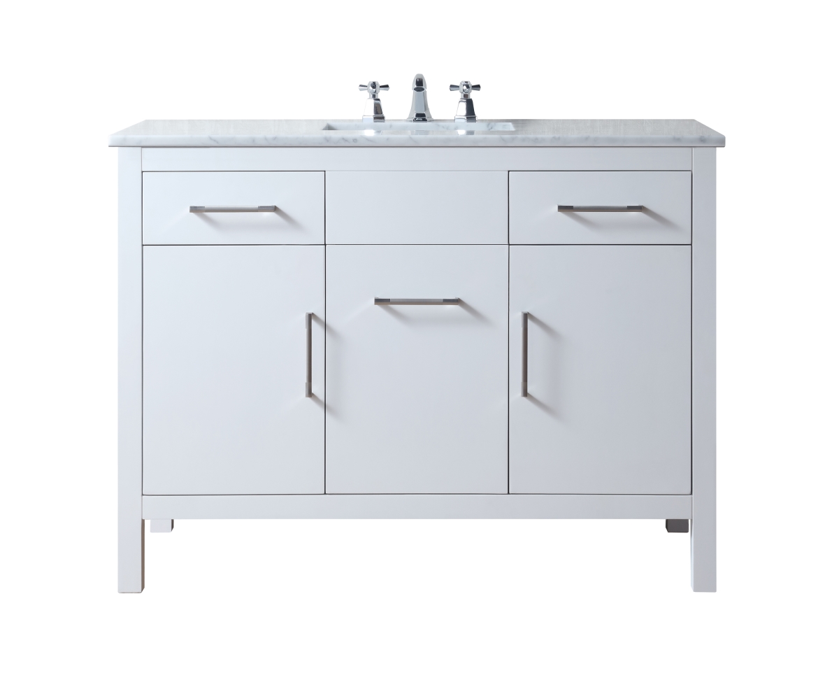Stufur-home Gm-3311w-48-cr 48 In. Atreus Single Sink Bathroom Vanity With Carrara Marble Top, White