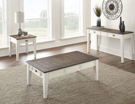 Cy100ckw Cayla Cocktail Table, Dark Oak & White