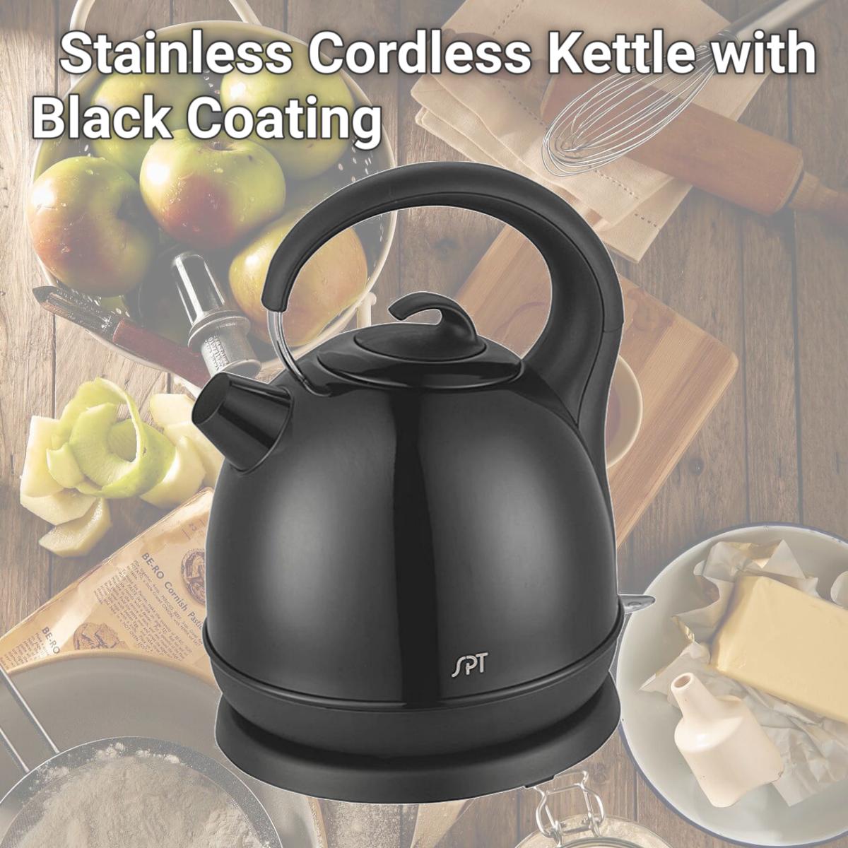 Picture of Sunpentown SK-1715B Stainless Cordless Kettle with Black Coating