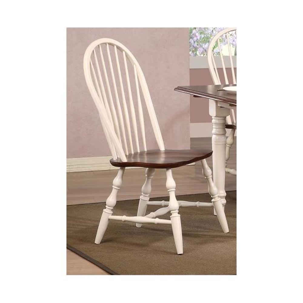 Sunset Tradingdlu-c30-aw-2 Sunset Trading Andrews Windsor Spindleback Dining Chair- Antique White With Chestnut Seat - Set Of 2