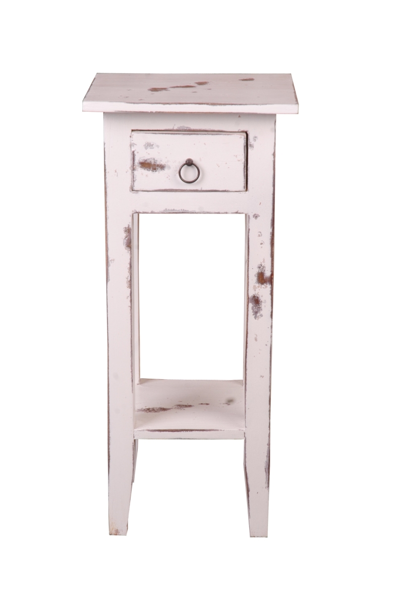 Sunset Trading Cc-tab1792hd-ww Cottage Heavy Distressed Whitewash Narrow Side Table