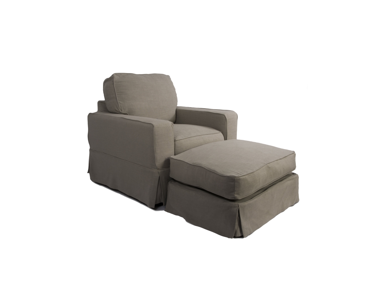 Su-108520-30-220591 37.8 X 38.6 X 39.4 In. Americana Slipcovered Chair & Ottoman - Light Grey