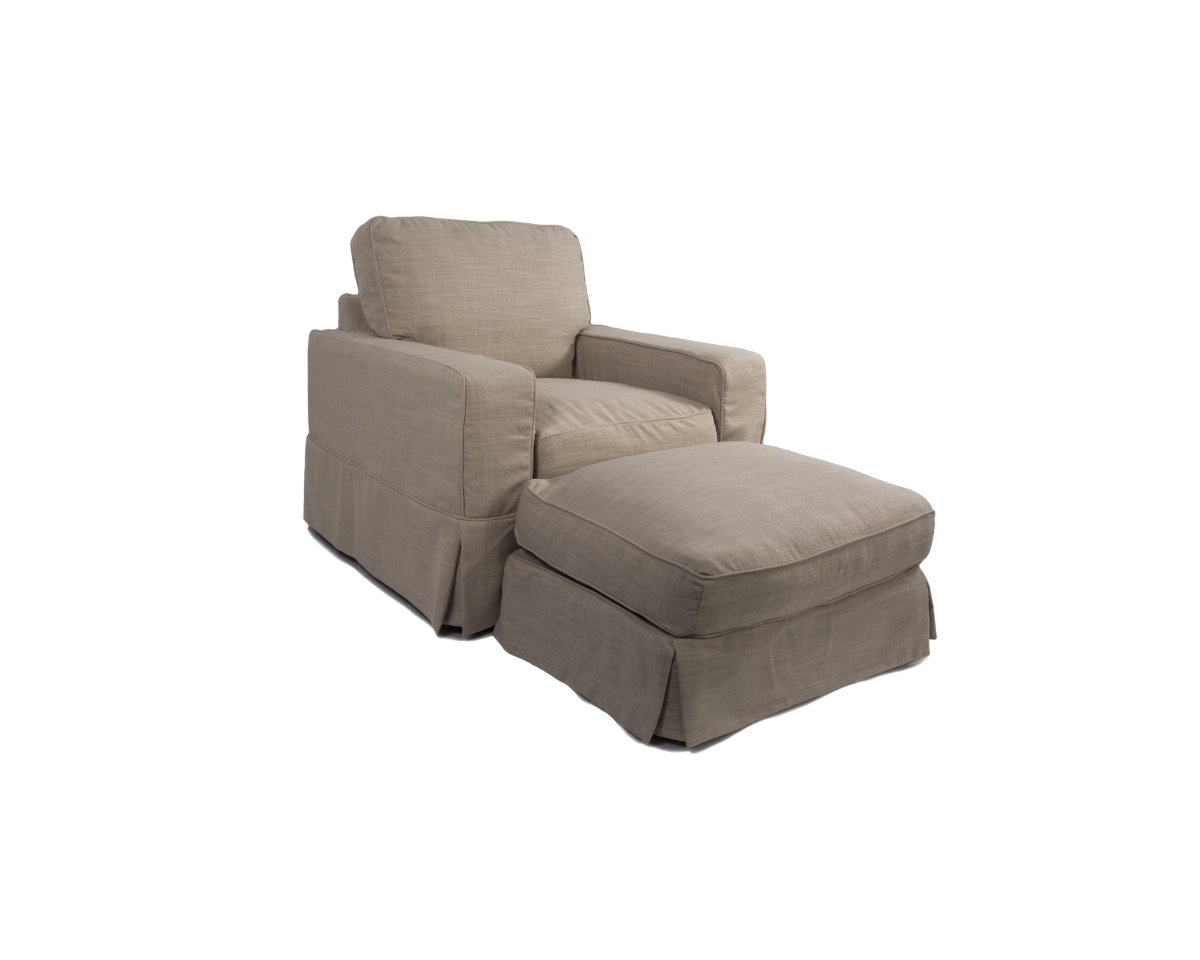 Su-108520-30-466082 37.8 X 38.6 X 39.4 In. Americana Slipcovered Chair & Ottoman In Linen