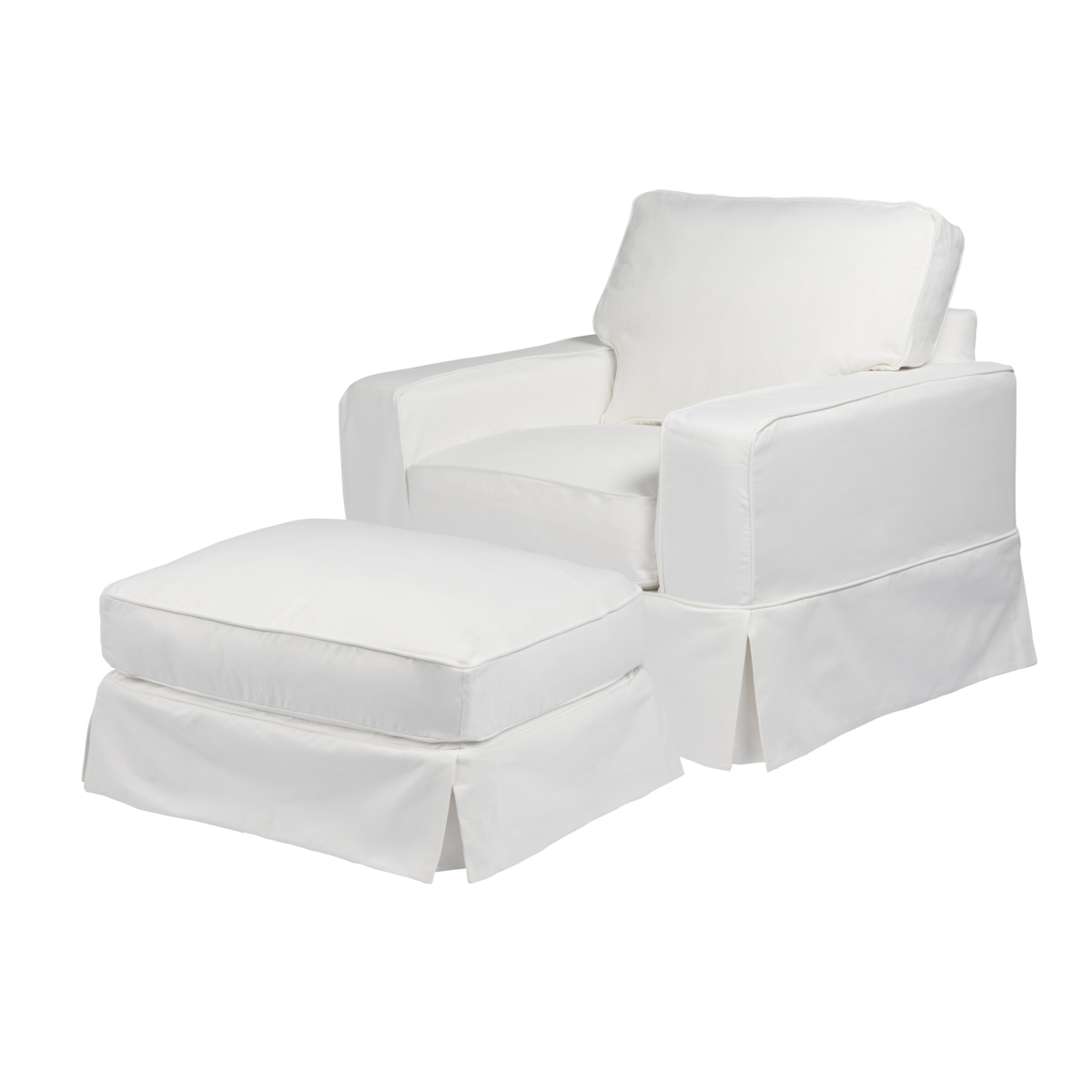 Su-108520-30-391081 Americana Slipcovered Chair & Ottoman, Performance White