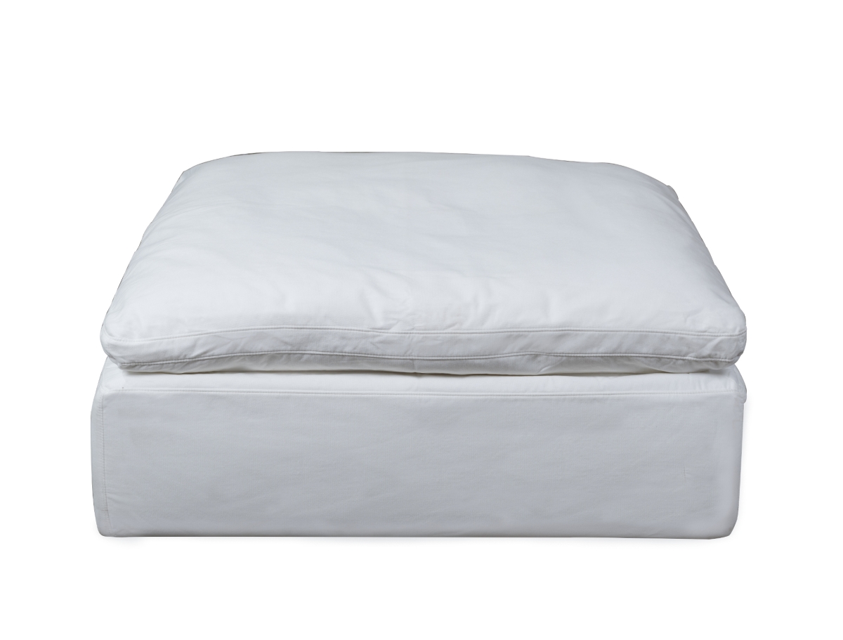 CFF-904087-1 Contemporary Puff Collection Square Slipcovered Sectional Modular Ottoman - White