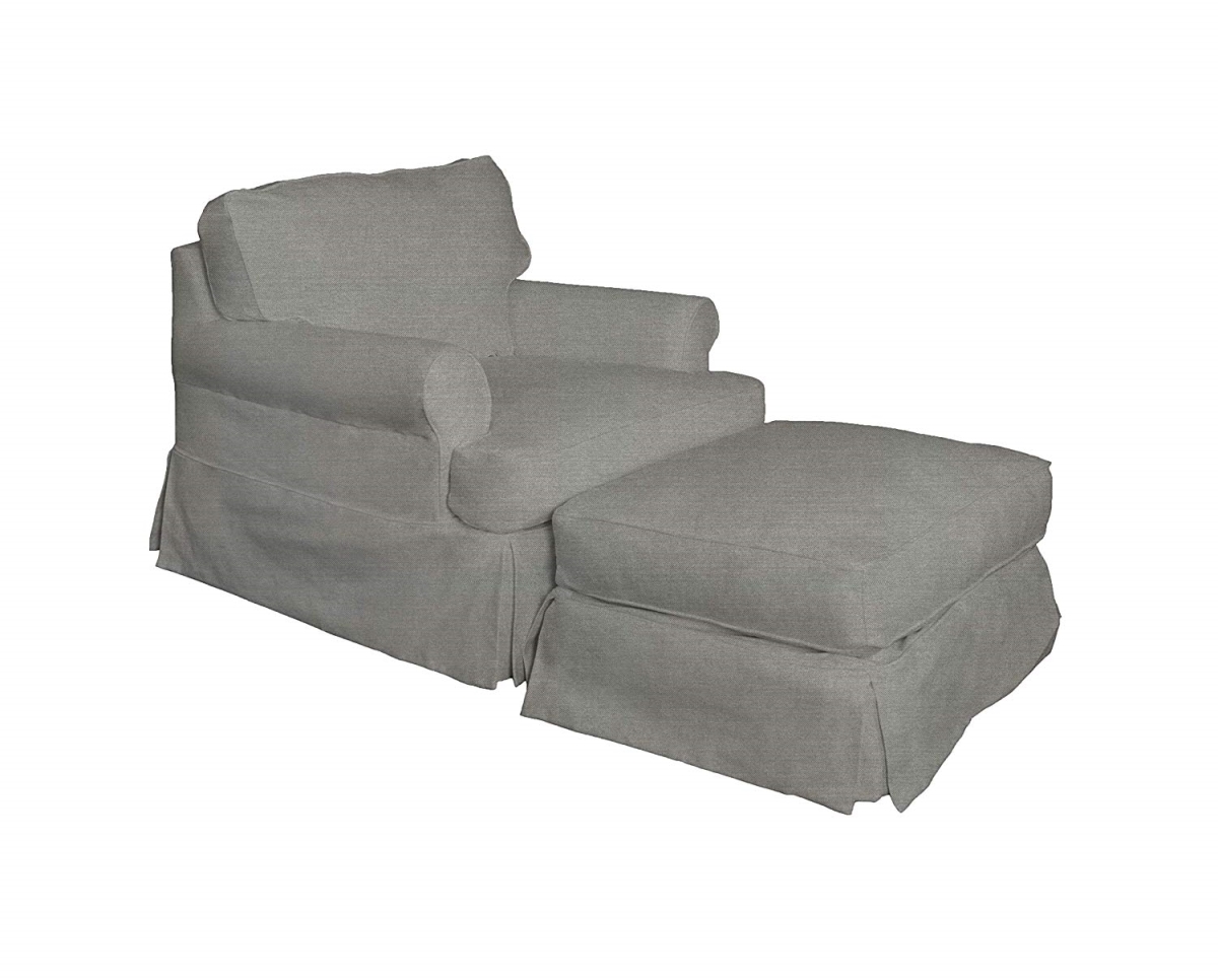 Su-117620sc-30-391094 Horizon T-cushion Chair & Ottoman Slipcover Set - Gray