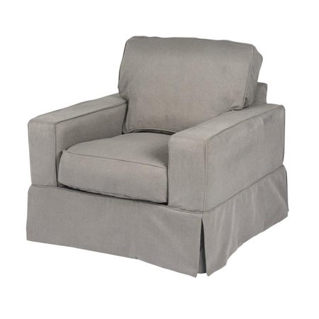 Su-108520sc-30-391094 Americana Chair & Ottoman Slipcover Set - Gray