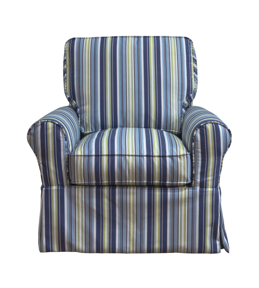 Su-114993sc-395225 Horizon Box Cushion Chair Slipcover - Blue Striped