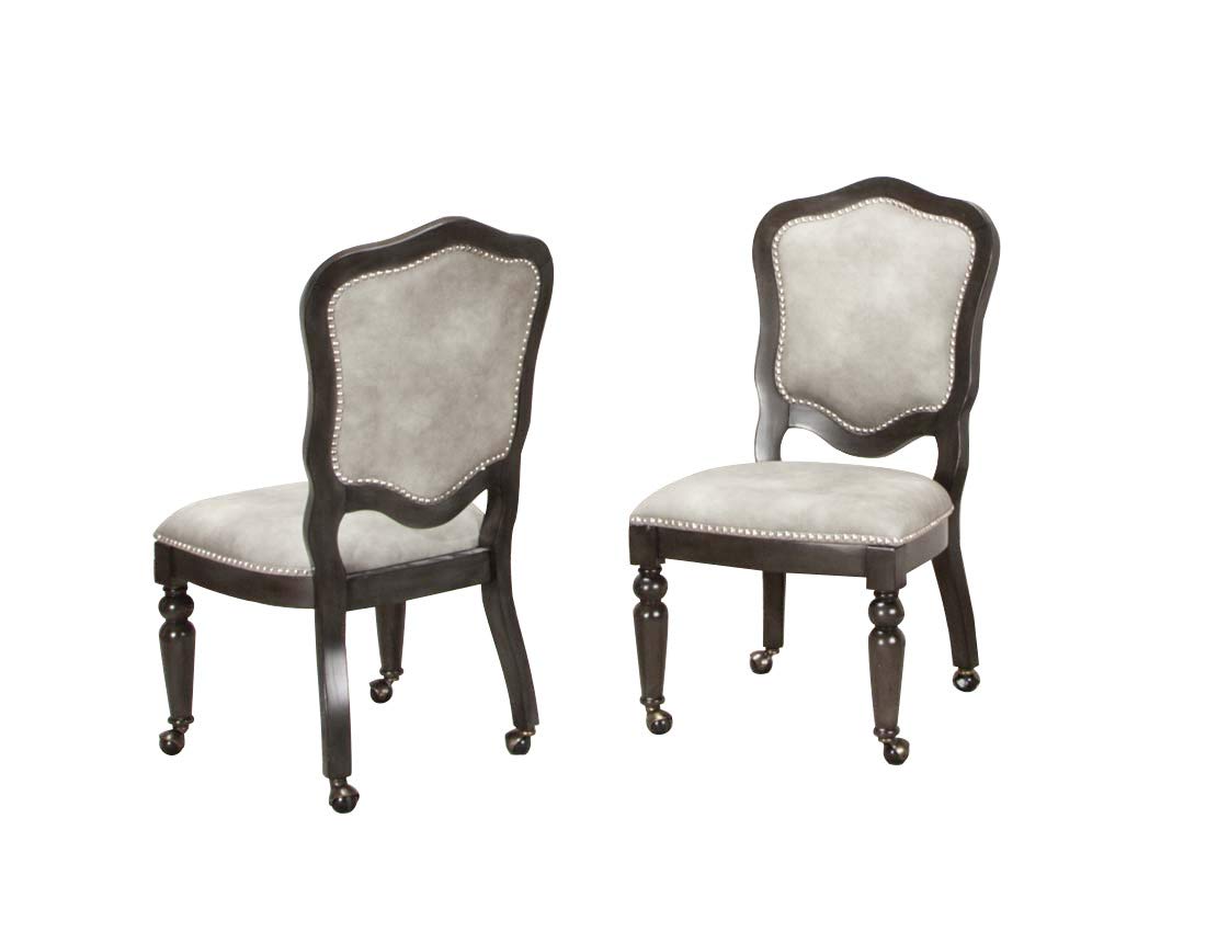 Cr-87711-2 Vegas Caster Gaming & Dining Wood Chair - Nailheads & Casters, Grey, Set Of 2