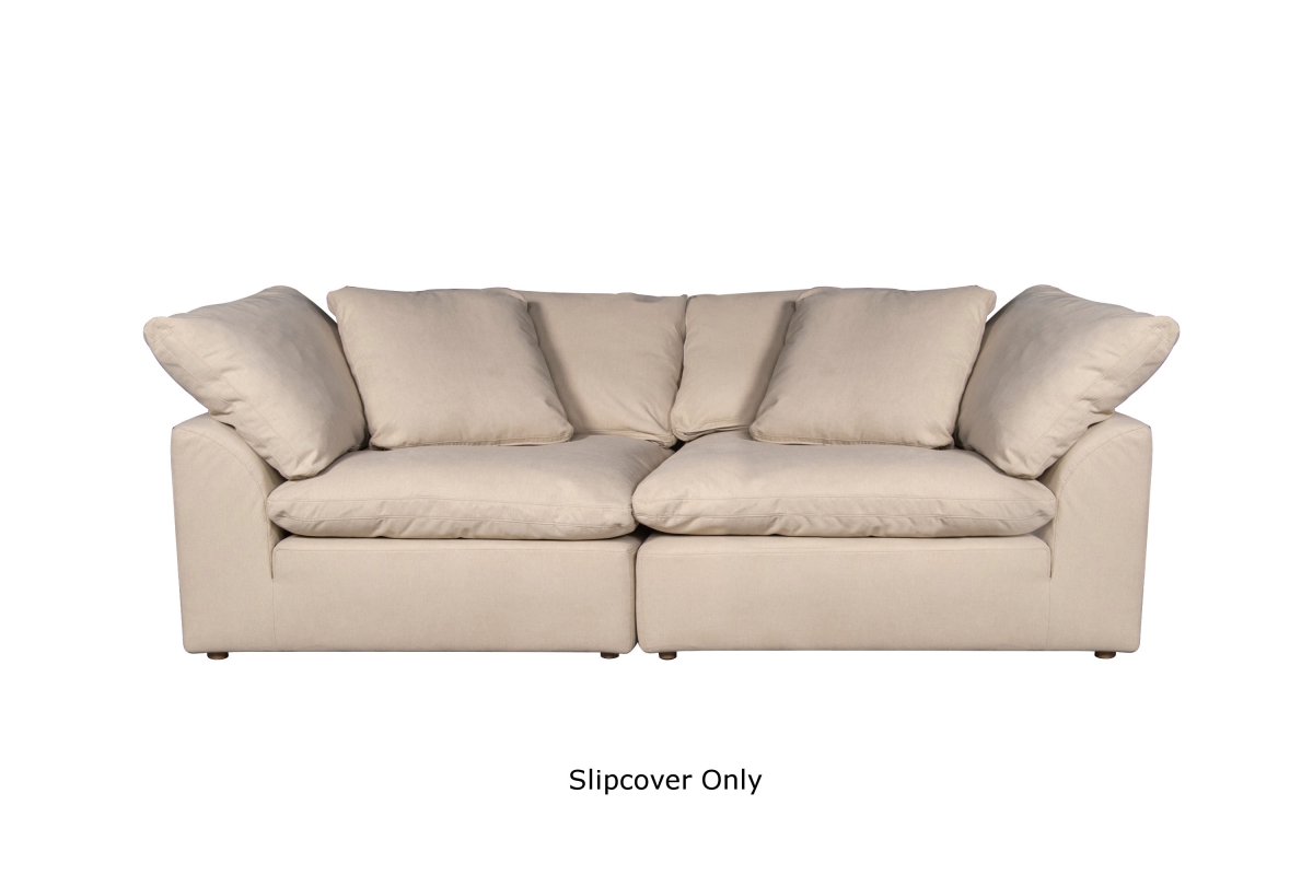 Su-1458sc-84-2c Cloud Puff Modular Large Loveseat Slipcover - Configurable Sofa Furniture Cover & Performance Fabric - Tan, 2 Piece