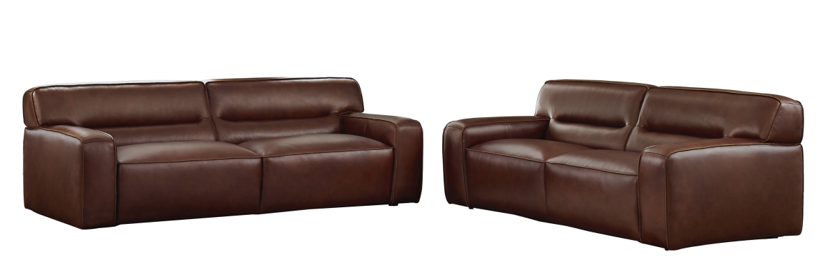 Su-ax6816-sl Milan Leather Living Room Sofa Set & Loveseat, Brown - 2 Piece