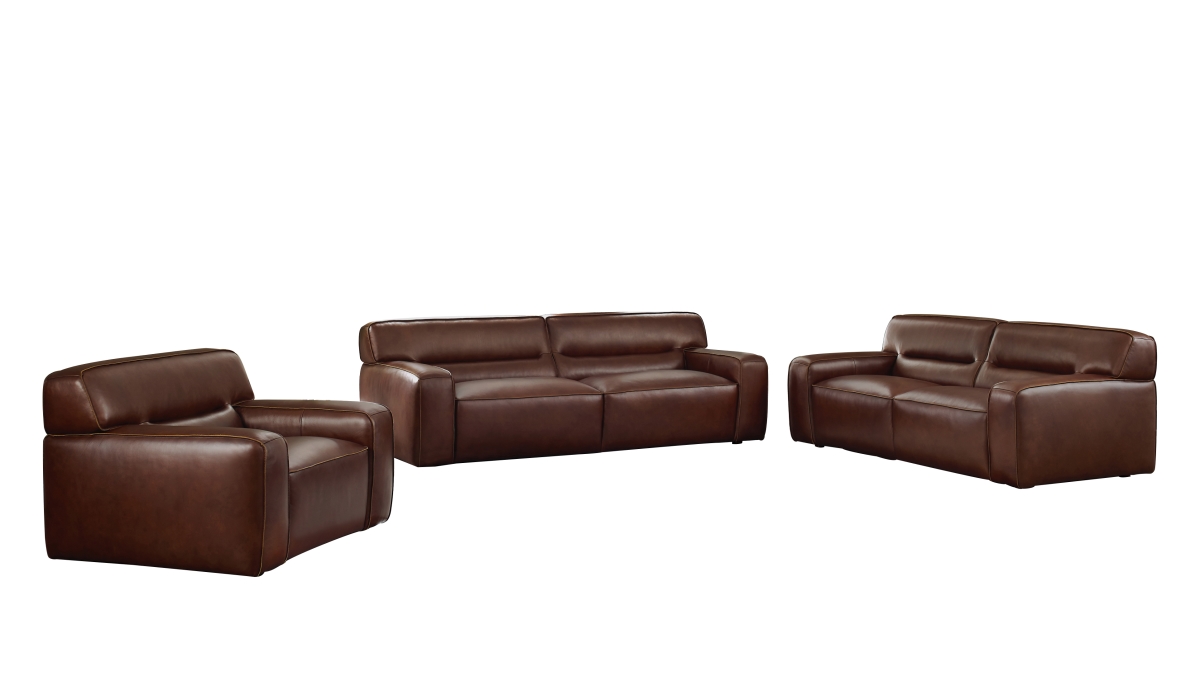 Su-ax6816-slc Milan Leather Living Room Sofa Set & Loveseat Armchair - Brown - 3 Piece